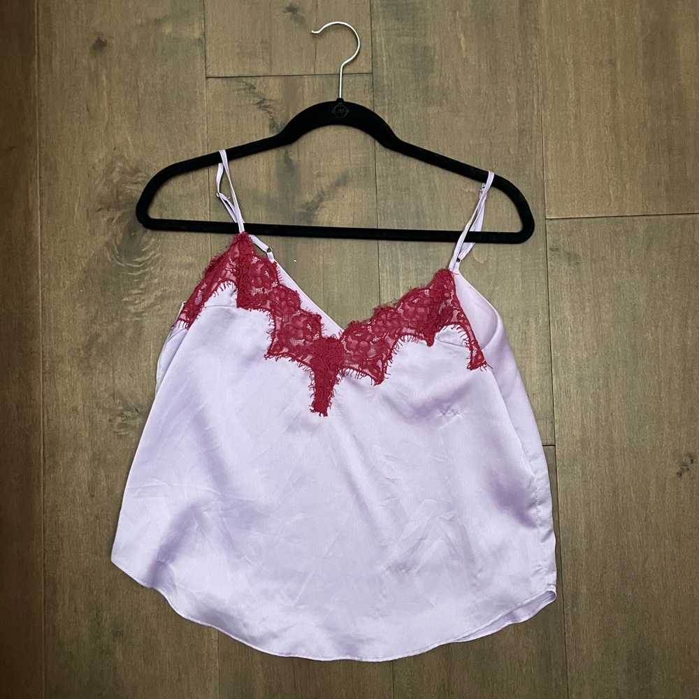 LULU’s Lace Trim Silk Tank Top